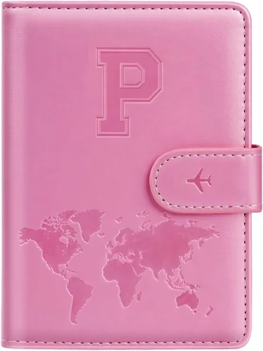 Miniatura 45 de Funda para Pasaporte Personalizada con Letra de la A a la Z, Billetera de Viaje con Bloqueo RFID, Funda para Pasaporte, Estuche para Pasaporte