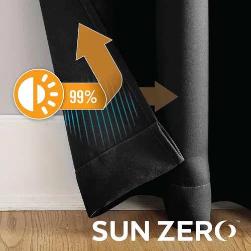 Miniatura 4 de Sun Zero Soho - Juego de 2 paneles de cortinas opacas de eficiencia energética con ojales, 54 x 84 pulgadas, color negro