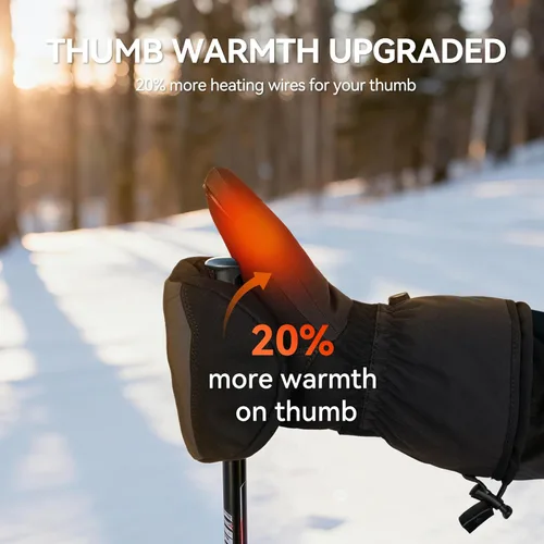Miniatura 2 de SAVIOR HEAT Manoplas Calefactables con Batería, Guantes de Esquí con Batería, Manoplas Eléctricas Recargables Mejoradas para Esquí, Camping