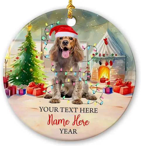 Miniatura 22 de Adorno de cerámica de Alaska Malamute de Feliz Navidad, decoración personalizada de Papá Noel, perro de Alaska Malamute nombre de perro, decoración