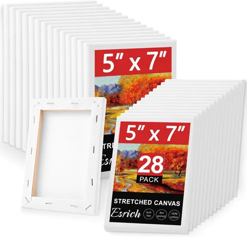Miniatura 15 de ESRICH Paquete de 40 lienzos entelados para pintar de 8x10, lienzos en blanco para pintar - Algodón imprimado, lienzos de arte para pintura al óleo