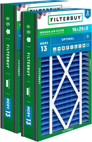 Miniatura 40 de Filterbuy Filtro de Aire MERV 13 de 20 x 25 x 5 pulgadas para defensa óptima contra el humo y las alergias (paquete de 2), filtros plisados