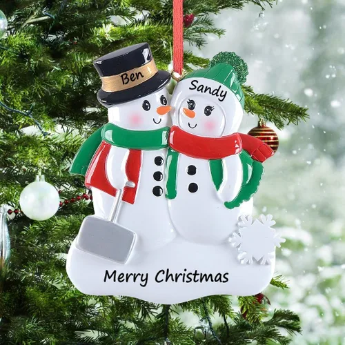 Miniatura 2 de Adorno familiar personalizado 2025, adornos familiares únicos, pala de muñeco de nieve, decoración de fiesta, adornos de Navidad de pareja de muñeco