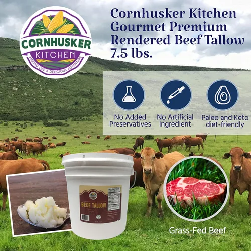 Miniatura 2 de Cornhusker Kitchen Sebo de ternera alimentado con pasto, 7.5 libras (sebo de ternera)