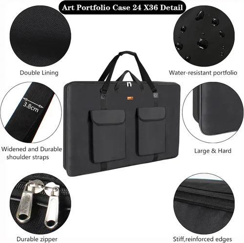 Miniatura 4 de TreochtFUN Art Portfolio - Funda de 24 x 36 pulgadas, bolsa de transporte de tela suave resistente al agua con bolsa y correa, carpeta A1
