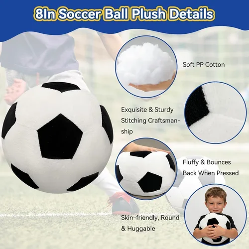 Miniatura 2 de Almohada de fútbol esponjosa – Pelota de fútbol orbicular duradera de 8 pulgadas, almohadas decorativas de fútbol de relleno suave para sofá