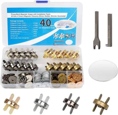 Miniatura 9 de 30 juegos de broches magnéticos con accesorios de costura (dedal de hilo de aguja) – Monederos magnéticos cierres de botones para coser