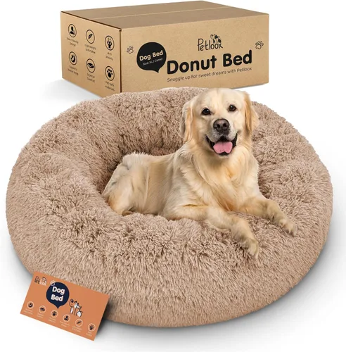 Miniatura 20 de Cama para perros con forma de dona, comodidad prémium para aliviar la ansiedad, diseño esponjoso y calmante con soporte ultra afelpado, acogedora