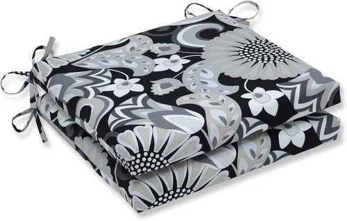 Miniatura 14 de Pillow Perfect Cojín cuadrado para asiento de silla esquinera para interiores y exteriores con lazos, relleno de fibra de felpa, resistente a
