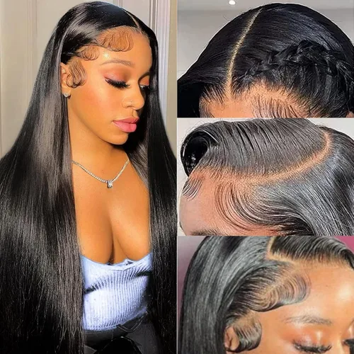 Miniatura 9 de TTSMINS 13x6 Pelucas de encaje frontal degradado para mujeres de cabello humano, densidad 180, color 4/27, resaltado, HD, transparente, 20 pulgadas