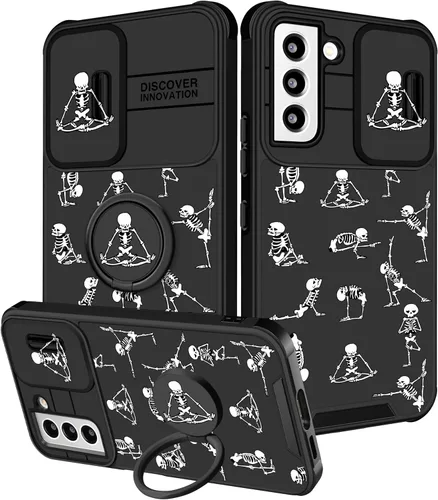 Miniatura 12 de Funda 2 en 1 para Samsung Galaxy Note 10 Plus con diseño de calavera para teléfono con diseño de esqueleto para yoga, fantasma, horror, con cubierta