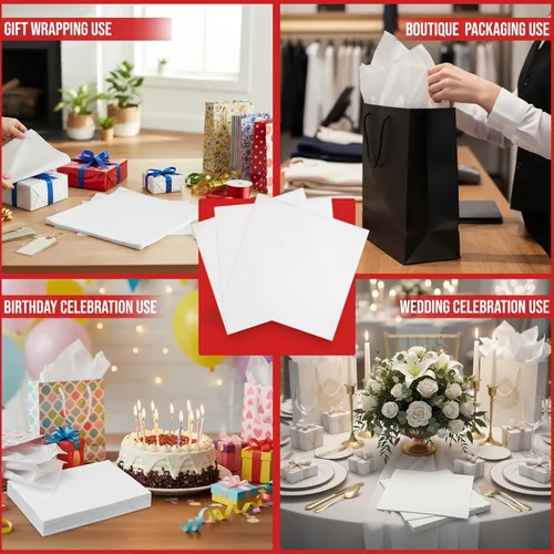 Miniatura 2 de Iconikal 1,000 hojas de papel de seda premium a granel para envolver regalos, blanco, 20 x 30 pulgadas, premium para manualidades, cestas de regalo