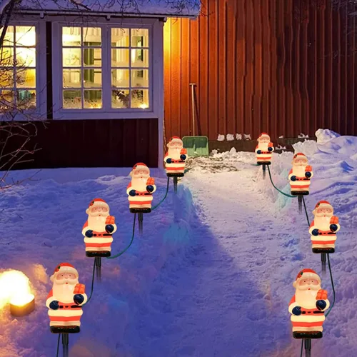 Miniatura 5 de GOOTHY 2 juegos de luces de camino de Navidad de Papá Noel, 7 pies C7 luces de Navidad al aire libre con 8 estacas de marcador de Papá Noel, luz