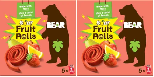 Miniatura 3 de Yoyos de fruta Bear Sour, fruta real, manzana y fresa, sin azúcar añadido, todo natural, sin OMG, sin gluten, vegano, bocadillo saludable para niño