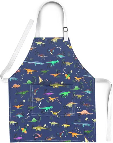 Miniatura 10 de Kids Aprons for Girls and Boys, Toddler Apron with Pocket for Painting, Cooking, Baking, Gardening and Crafts Alfabeto Dinos