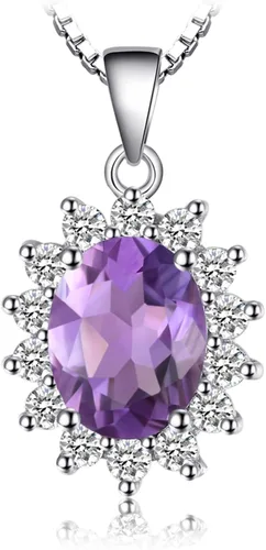 Miniatura 42 de JewelryPalace Princess Diana Kate Middleton Natural Amethyst Citrine Garnet Peridot Topaz Created Ruby Sapphire Simulated Emerald Pendant Necklace