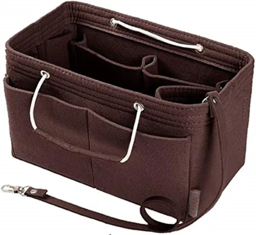 Organizador de bolso, organizador de bolsos de fieltro con múltiples bolsillos, inserto organizador de bolsos con asas, mediano, grande, XL, Gris,