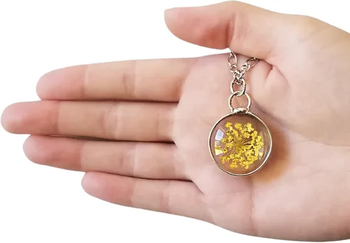 Miniatura 27 de Queen Anne's - Collar de encaje con colgante de flor prensada real en cristal hecho a mano, joyería de flores silvestres, collares de encaje