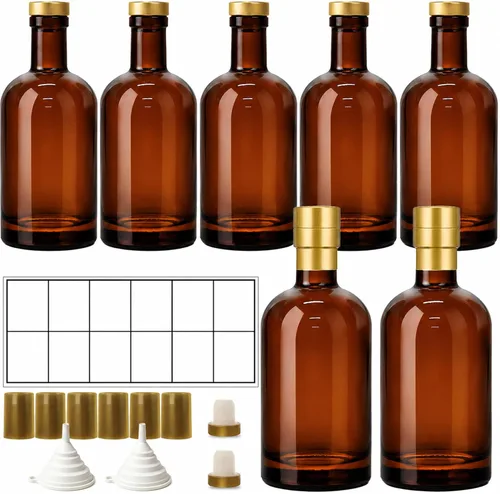 Miniatura 16 de TBWIND Paquete de 12 botellas de vidrio ámbar de 12 onzas con corchos herméticos en forma de T, botellas de vidrio de 12.7 fl oz para limoncello
