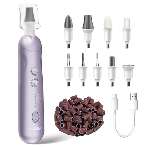 Miniatura 9 de Kit profesional de manicura y pedicura, juego de limas eléctricas inalámbricas, herramientas de pedicura recargables para pies, 5 velocidades