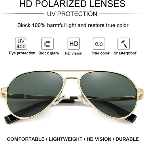 Miniatura 91 de Gleyemor Lentes de sol polarizados estilo aviador para niños y niñas, jóvenes, adolescentes, dos tamaños de 1.969 in y 2.047 in