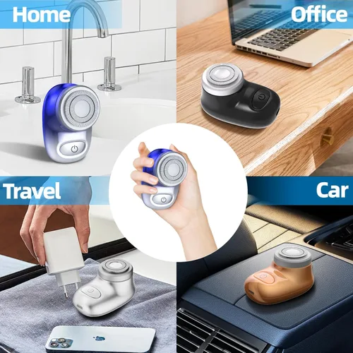Miniatura 8 de Mini afeitadora eléctrica, afeitadora eléctrica de tamaño de bolsillo para hombres y mujeres, recargable, fácil de usar con un botón, portátil