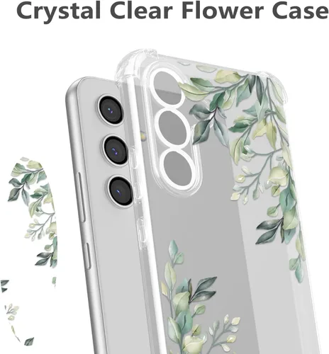 Miniatura 2 de RALEAVO Funda floral para Samsung Galaxy A15 4G/5G, diseño de hojas transparentes, delgada, bonita funda protectora para niñas y mujeres, funda