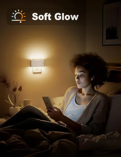 Miniatura 4 de JandCase Luces nocturnas LED enchufables a la pared, luz nocturna con sensor de luz del atardecer al amanecer, luz nocturna regulable enchufable