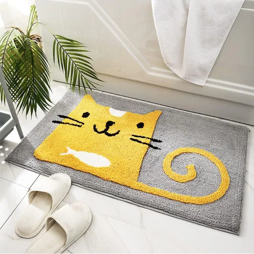 Miniatura 14 de Hi Space - Alfombras de baño de 31.5x19.7 pulgadas, alfombra de baño de hojas grises estilo bohemio antideslizante, lavable a máquina, de microfibra
