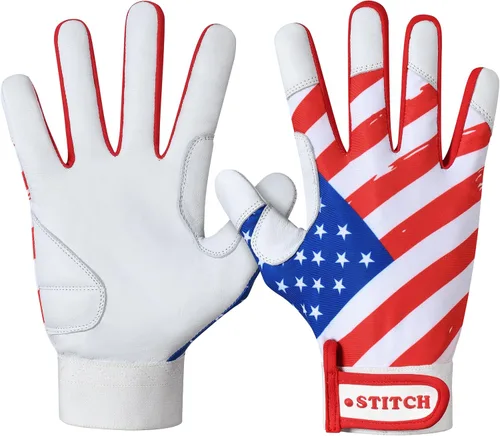 Guantes de bateo Dot Stitch - Guantes de béisbol y sóftbol con bandera americana y bandera de EE. UU. para jóvenes, adultos y unisex Bandera