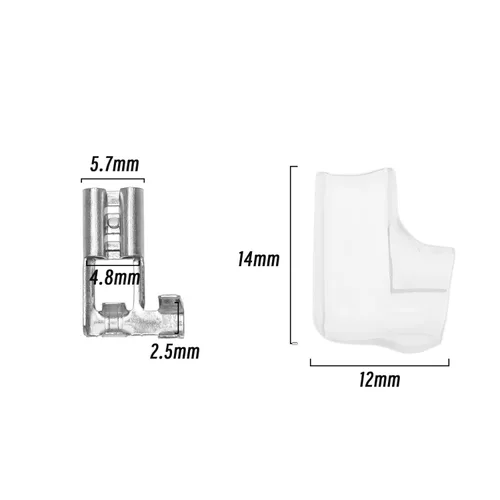 Miniatura 4 de 50 conectores de pala de terminal de crimpado de 0.189 in en ángulo de 90° con 50 fundas aislantes para interruptor de equipo, quad, bicicleta