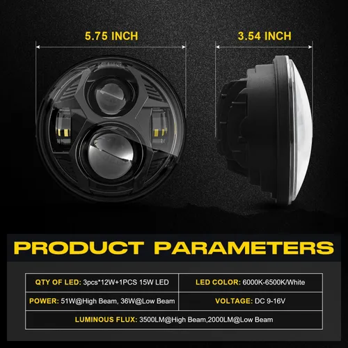 Miniatura 7 de LX-LIGHT Faro LED para motocicletas de 51 W, 5-3/4, 5.75 pulgadas, compatible con Iron 883 Dyna Street Bob Super Wide Glide Low Rider Night Rod