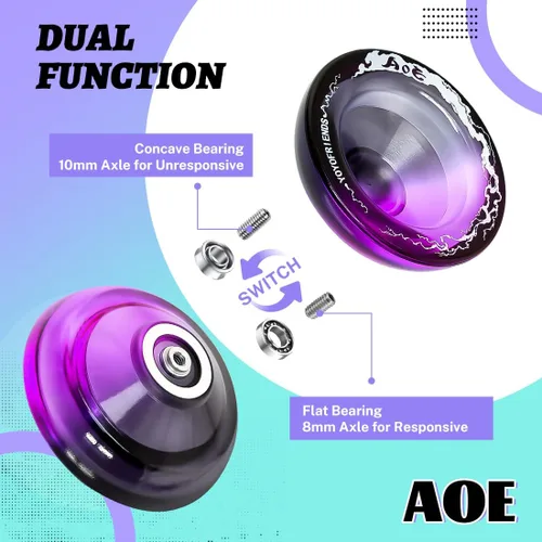 Miniatura 5 de 7YO AOE Yoyo Profesional Sensible para Niños, Yo-yo Principiante con Agujeros Profundos para Dedos, Yoyo de Trucos de Plástico con Rodamiento No