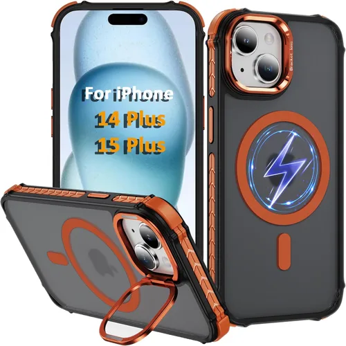 Miniatura 18 de i Phone 13 - Funda para iPhone 14, compatible con carga inalámbrica MagSafe, resistente, a prueba de golpes, soporte ajustable, color rojo mate