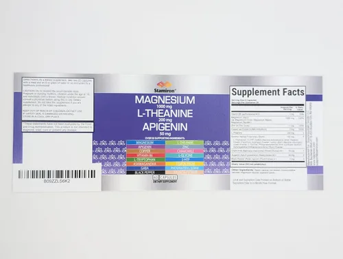 Miniatura 9 de Complejo de magnesio 1000 mg L Teanina 200 mg Apigenina 50 mg Suplemento con citrato de glicinato mag, malato taurato + manzanilla 5-HTP Passion