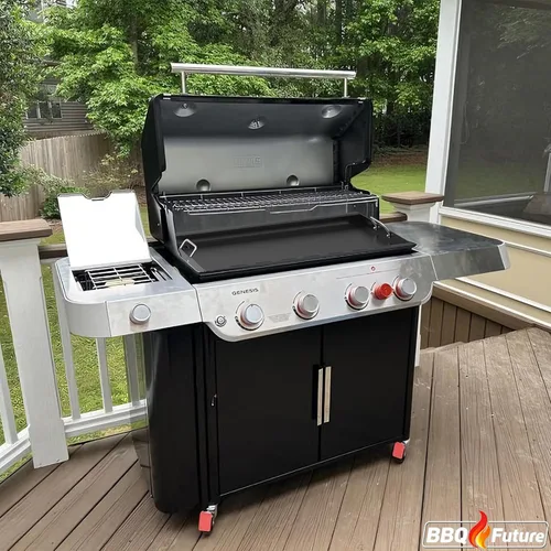 Miniatura 4 de Inserto de parrilla de tamaño completo para parrillas de gas Weber Genesis II 400 Series, parrilla plana de 6789 con asas para parrillas de gas