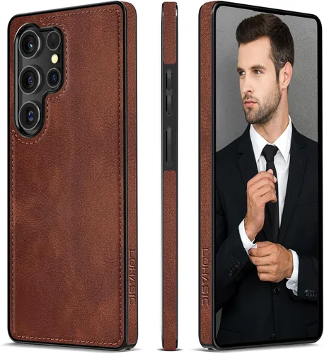 Miniatura 18 de LOHASIC Fundas de cuero para Samsung Galaxy S25, funda elegante de poliuretano de alta calidad para hombres y mujeres, suave antideslizante, Negro