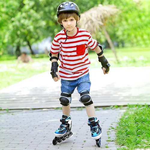 Miniatura 2 de Patines en línea ajustables para niños y niñas de 5-8 y 8-12 años con ruedas iluminadas, patines para niños de 4-12 años, patines para adolescentes
