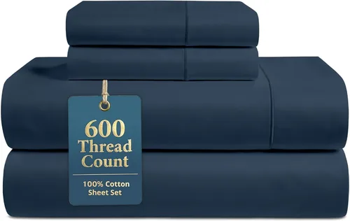 Miniatura 10 de LANE LINEN Juego de sábanas tamaño King – Sábanas de 600 hilos 100% algodón de fibra larga, naturalmente frescas y duraderas para el uso diario, 01
