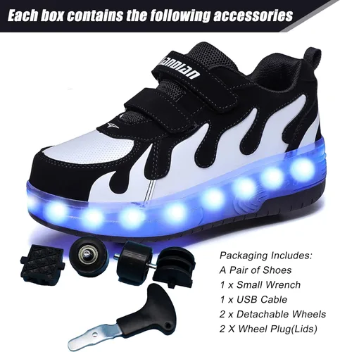 Miniatura 3 de AIkuass Zapatos con ruedas LED y USB recargables, zapatillas de patinaje con luces para niños y niñas