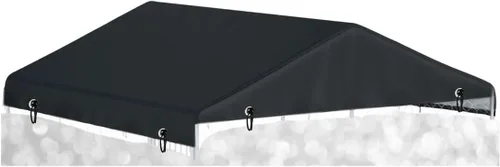 Miniatura 12 de Cubierta para perrera para perros al aire libre, 10 pies de ancho x 10 pies de largo, hecha de tela Oxford impermeable 600D, repuesto negro