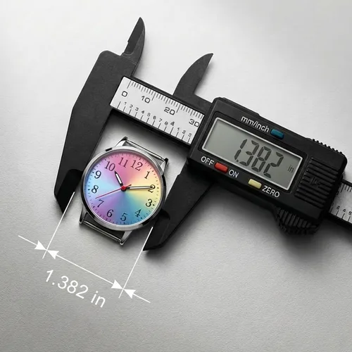 Miniatura 4 de Letoff Reloj analógico clásico, esfera arcoíris con números arábigos, banda de silicona, resistente al agua hasta 98.4 ft
