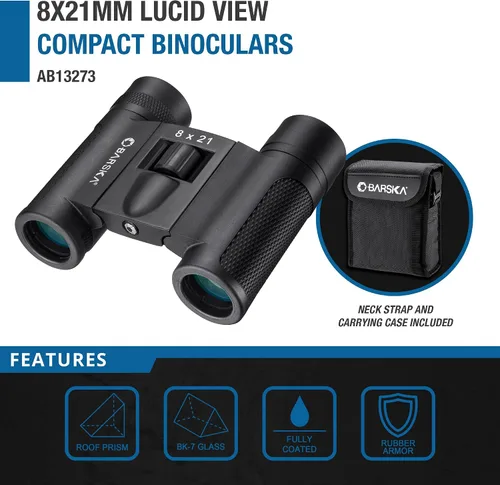 Miniatura 3 de Barska AB13273 Lucid View - Binoculares compactos 8x21 para adultos y niños, observación de aves, caza, deportes, etc