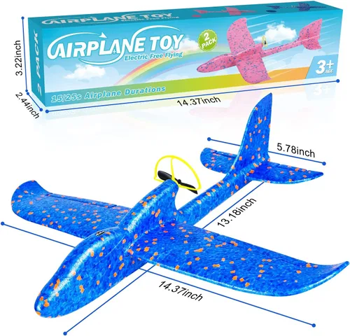 Miniatura 6 de Fuwidvia Juguete de Avión de Espuma Eléctrico, Paquete de 2 LED 15/25s Juguete de Avión para Niños, Juguete Volador al Aire Libre Regalos