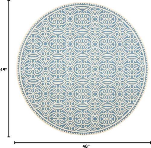 Miniatura 2 de SAFAVIEH Beach House Collection - Alfombra redonda, de 4 pies, color crema y azul, no desprende pelusa y de fácil cuidado, para interiores