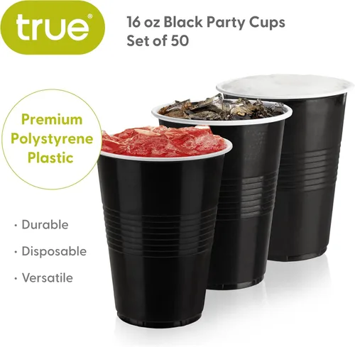 Miniatura 2 de TRUE Vasos de plástico para cócteles, refrescos, café helado, té helado, pong de cerveza, vasos desechables para fiesta de cumpleaños, noches