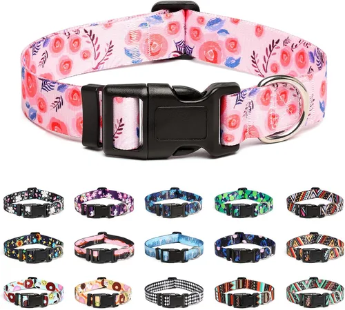 Miniatura 24 de Mercano Collar ajustable para perros - Diseños especiales con patrones, collar suave de nylon cómodo y resistente para perros pequeños, medianos