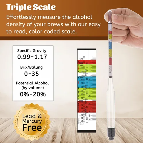 Miniatura 3 de Juego de hidrómetro, para aguamiel, vino, kombucha y cerveza casera, accesorios para probador de alcohol, kit completo para probador Abv de gravedad