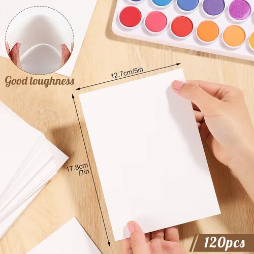 Miniatura 2 de Prudiut 120 hojas de papel de acuarela a granel, 140 lb/300 GSM papel blanco de algodón prensado en frío, 5 x 7 pulgadas, perfecto para niños