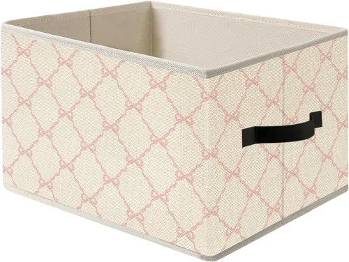Miniatura 12 de Caja de almacenamiento de lazo floral azul y blanco con asas, cesta organizadora plegable de flores de estilo francés Toile de Jouy, caja